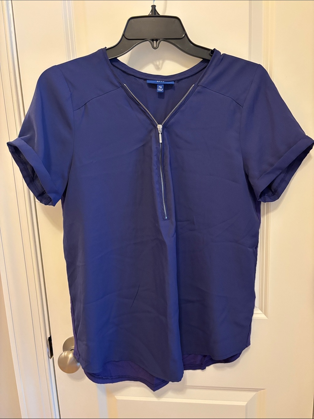 Purple Half-Zip Short Sleeve Women's Top